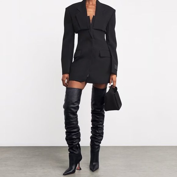 Amina Muaddi Leather Black Over-the-Knee Olivia Boots. EU 38 size, true to size! - Picture 15 of 16